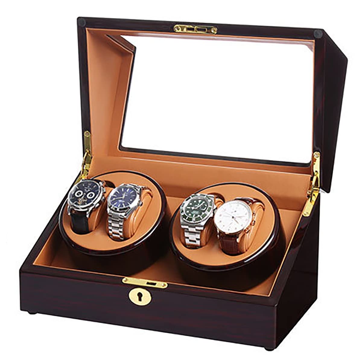 MYUYEE Automatic Watch Winder For 4 Watches Display Box 4 Rotation Modes Watch Box Organizer With Quiet Motor For Men'S And Women'S Wristwatch (A)