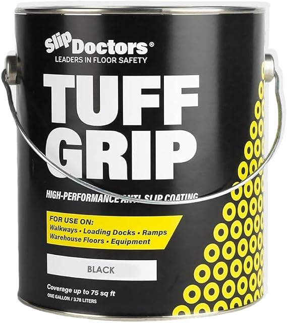 Tuff Grip Anti-Slip Paint for Ramps, Floors, Decks & Stairs Durable Non-Skid Coating for Enhanced Traction (Black)