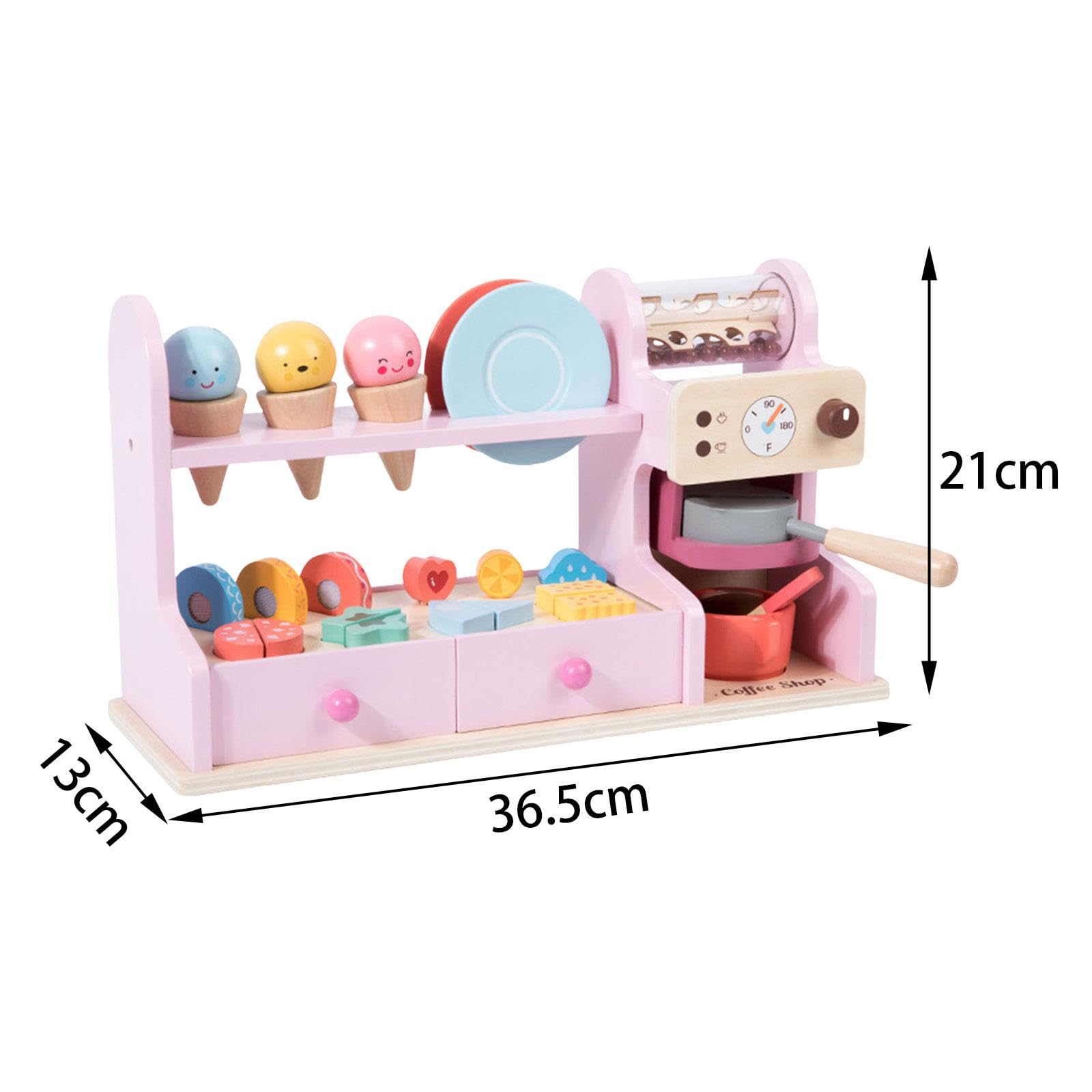 Giocattolo in Legno a Forma di Gelateria, Bancone del Gelato per Bambini E Bambine dai 3 Anni in su, Rosa