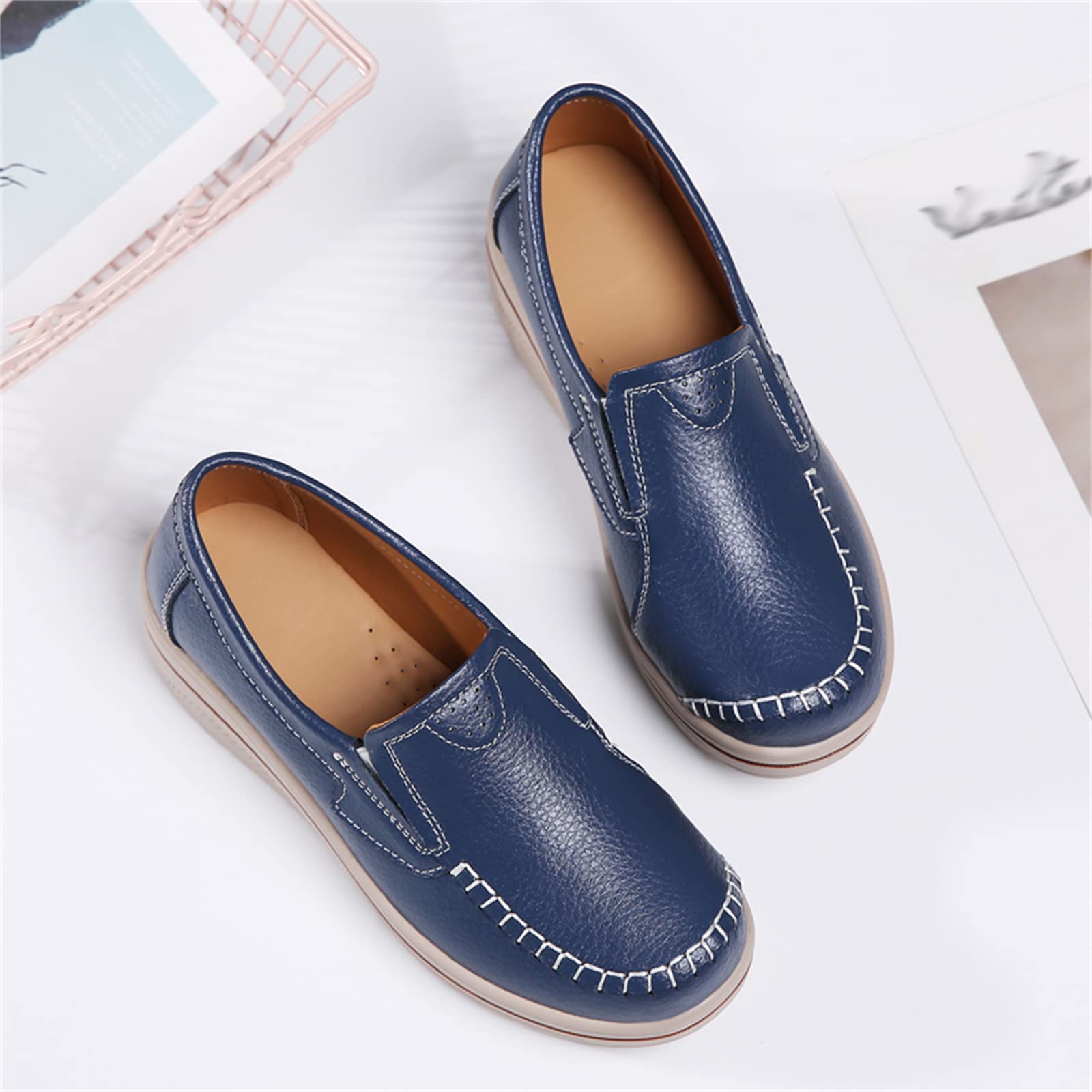 Mocasines De Plataforma Mujer, Zapatos De Cuña para Caminar Zapatos De Trabajo Gruesos Casuales Ligeros