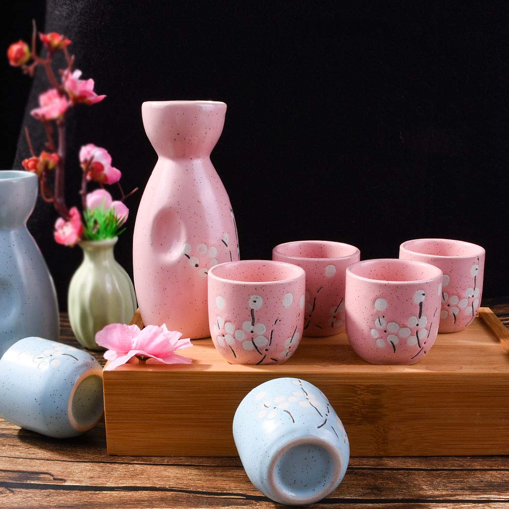 Buy Japanese Sake set, 1 Sake Bottle and 4 Sake Cups for Wine Sake