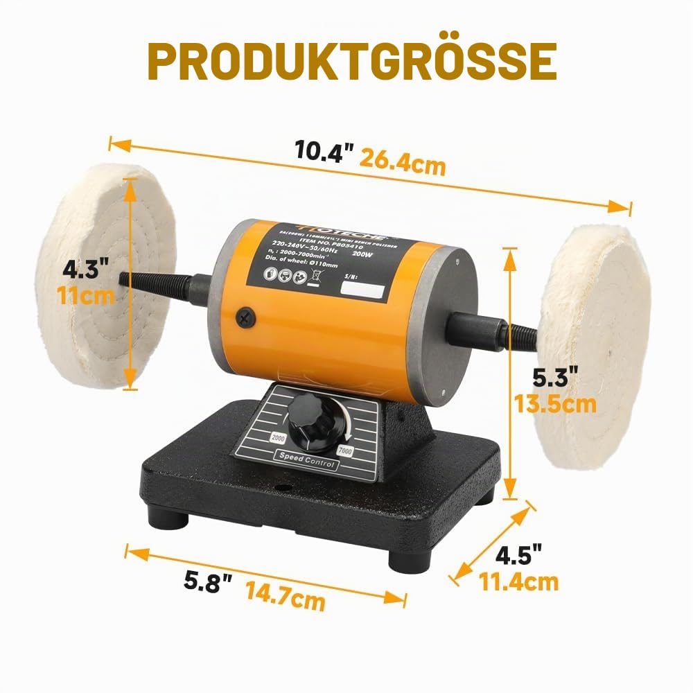 Hoteche 200W 110MM Mini - Poliergerät | Kupferdraht - Permanentmagnetmotor, Drehzahl 2000 - 7000rpm, in Zwei - Wellpappe - Farbenschachtel