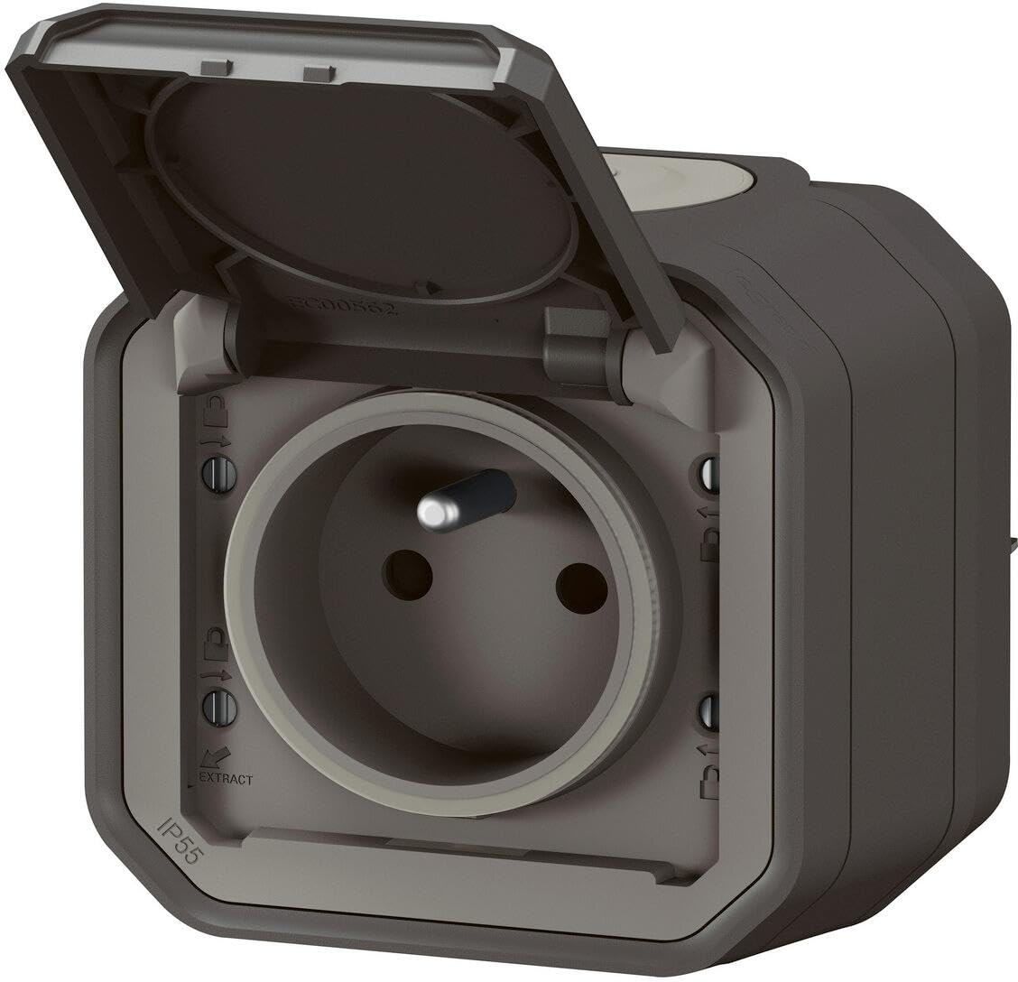Wodoodporna wtyczka Plexo Legrand 2P+T - 16A - Kompletna - Antracyt