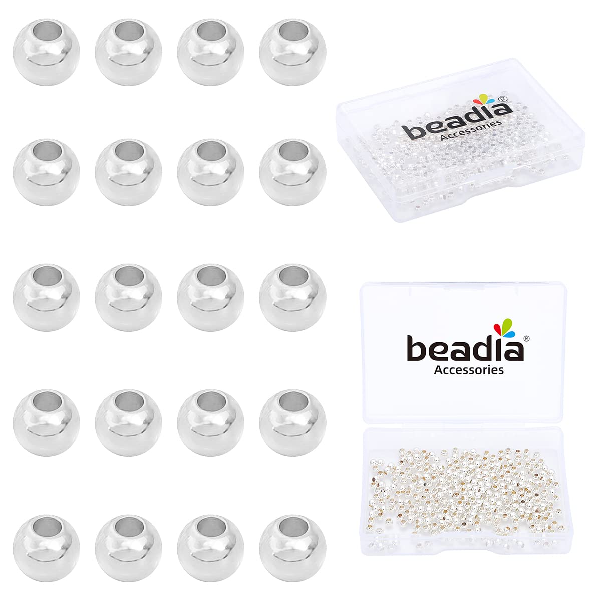 BEADIA Silver Plated Round Spacer Beads 3mm 300pcs for Jewelry Making Findings Non Tarnish