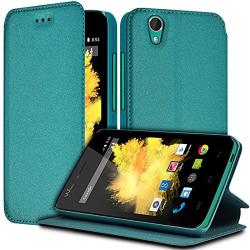 KARYLAX Seluxion - Housse Coque Etui à Rabat latéral Fonction Support Couleur Turquoise pour Wiko Birdy + Film de Protection …