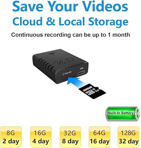 Miniatura 6 de Cámara oculta WiFi más delgada, cámara espía inalámbrica 1080P, cámara de monitor de bebé, cámara de vigilancia HD con visión nocturna, detección de