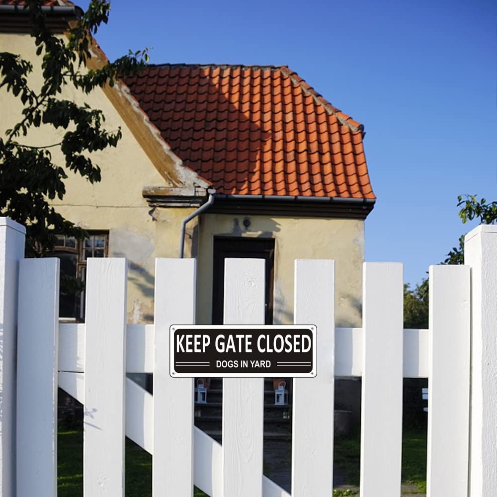 i-CowFun (2 Pack) Heavy-duty Metal Keep Gate Closed Sign Dogs in Yard, 10