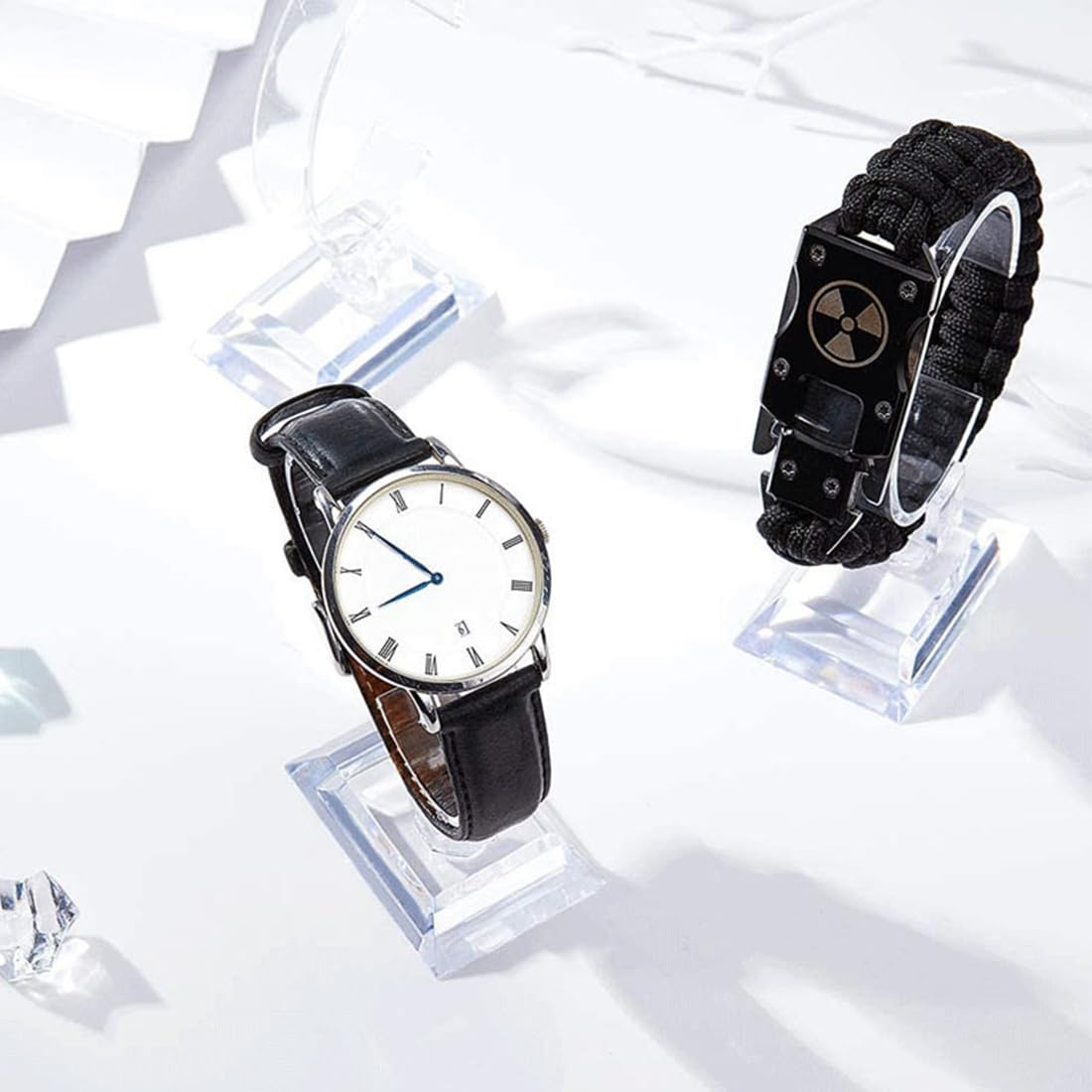 Lot De 10 Supports De Montre En Acrylique Transparent - Présentoir Type C Pour Montres/Bijoux - 5.5x4x9.3cm