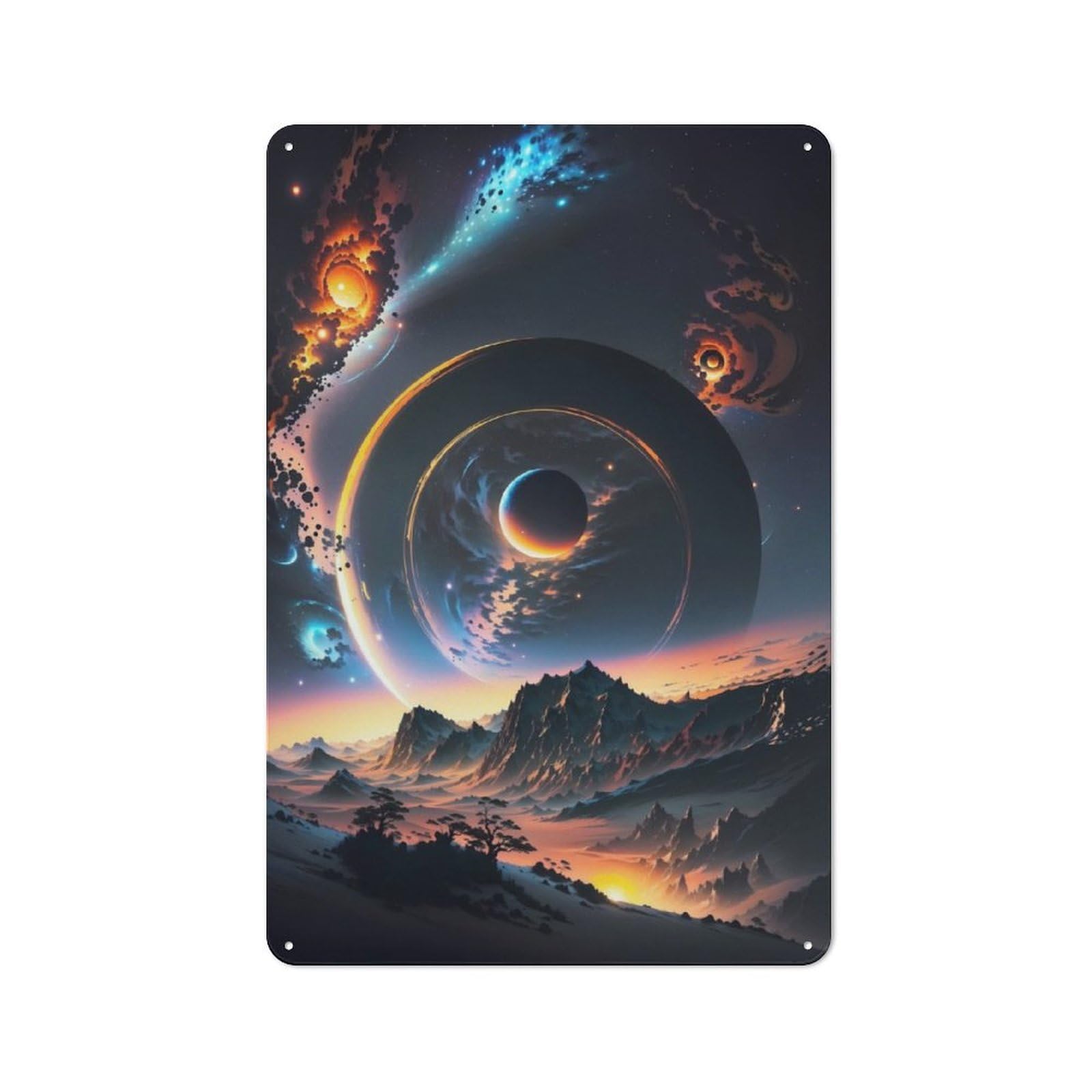 Junmoney Cosmic Alien Landscape Tin Wall Plaque 30X20cm With For Garage Or Workshop, For An Autumn Wall Display In Garage And Workshop