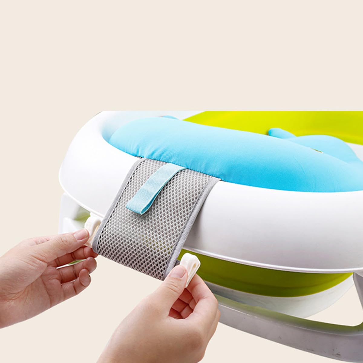 Cojín de Baño Alfombrilla Antideslizante Tejido Azul, Soporte Extra y Comodidad para Ñiño Adecuado para Recién Nacidos Bañera