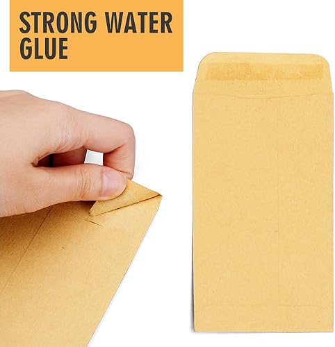 Miniatura 2 de Acko - Sobres para monedas y piezas pequeñas de 2-14 x 3-12 de color marrón con solapa engomada para el hogar la oficina el jardín 500 unidades