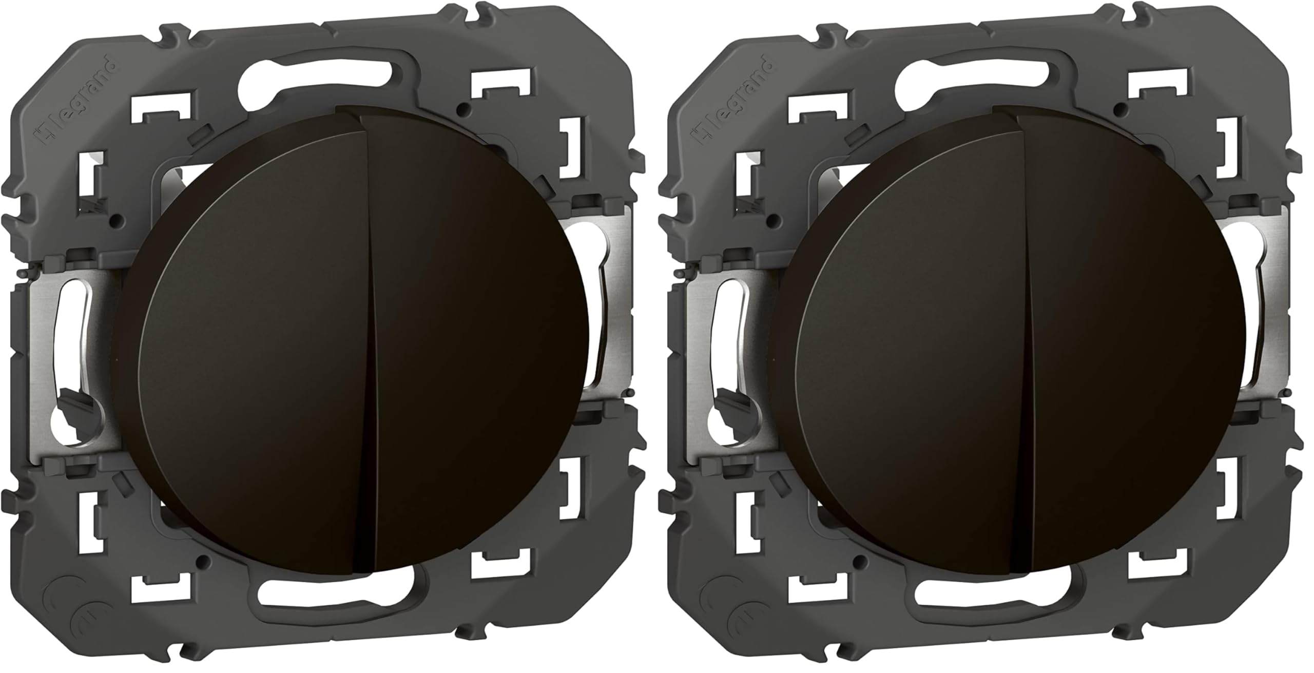 LEGRAND - Interrupteur Mural Double ou Va-et-vient 10AX dooxie - Commande d'Éclairage (Sans Plaque) - Prêt à Installer - Fabriqué En France - Noir (Lot de 2)
