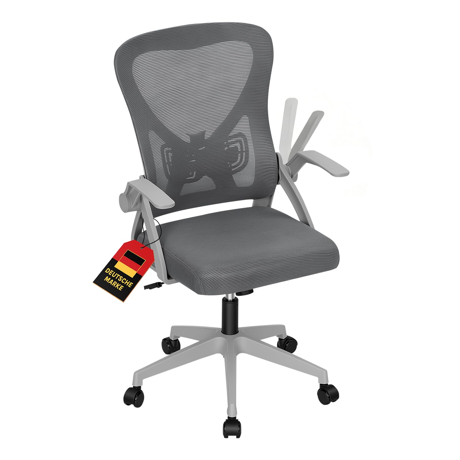 WOLTU Bürostuhl, Schreibtischstuhl mit hochklappbare Armlehnen, Grau