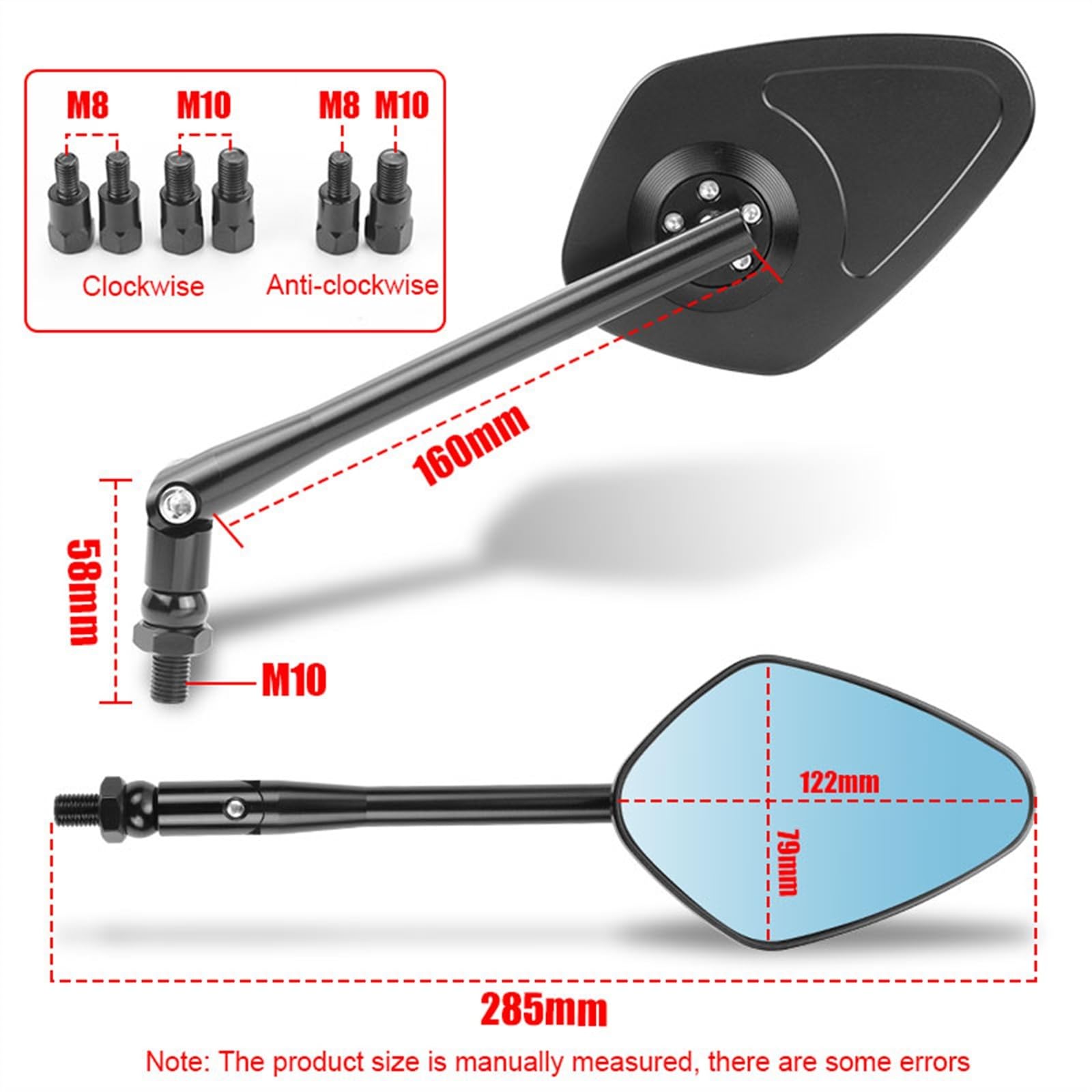 Espejo Retrovisor Lateral Motocicleta Para CB1 Para CB92 Para CB125S CB160 Para CB300F CNC Espejo Retrovisor Lateral Trasero De Aluminio Para Motocicleta Scooter Street Bike Mirror