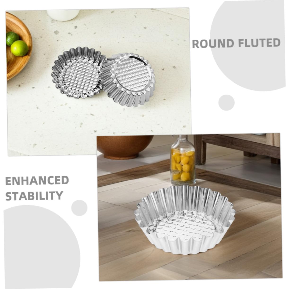 Hemobllo Molde para Tarta de Huevo 30 Piezas de Acero Inoxidable Plata | Borde Redondo y Forma de Flor, Antiadherente, Limpieza Sencilla, para Hornear en Reuniones Familiares