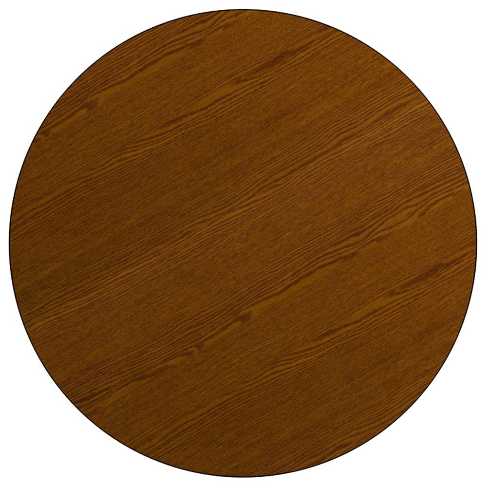 Flash Furniture 48'' Round Oak HP Laminate Activity Table - Height Adjustable Short Legs
