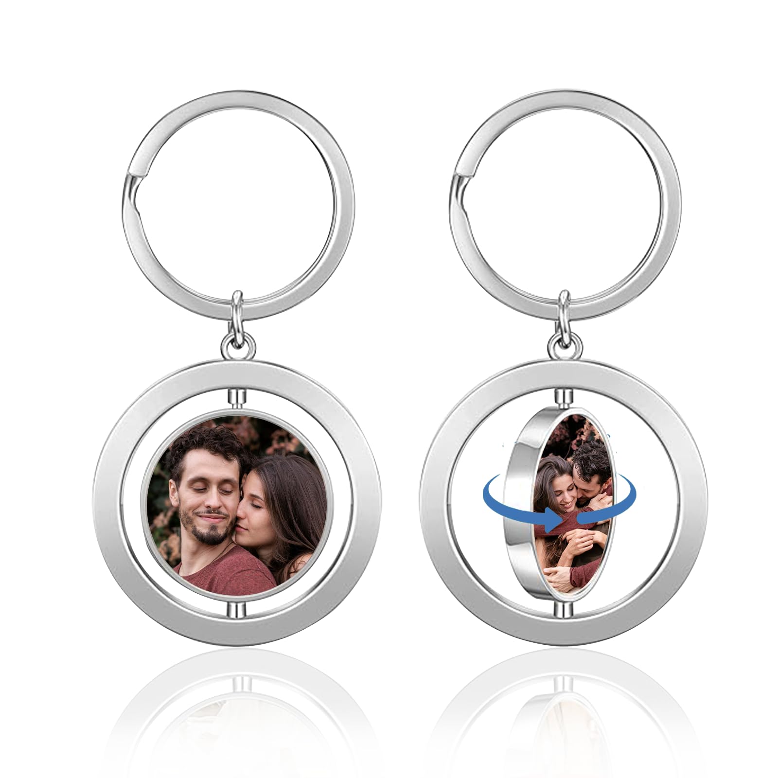 RSQGT Custom Keychain with Picture, Double Sided Photo Keychains, Personalized Picture Key chain Gift for Men Women Boyfriend