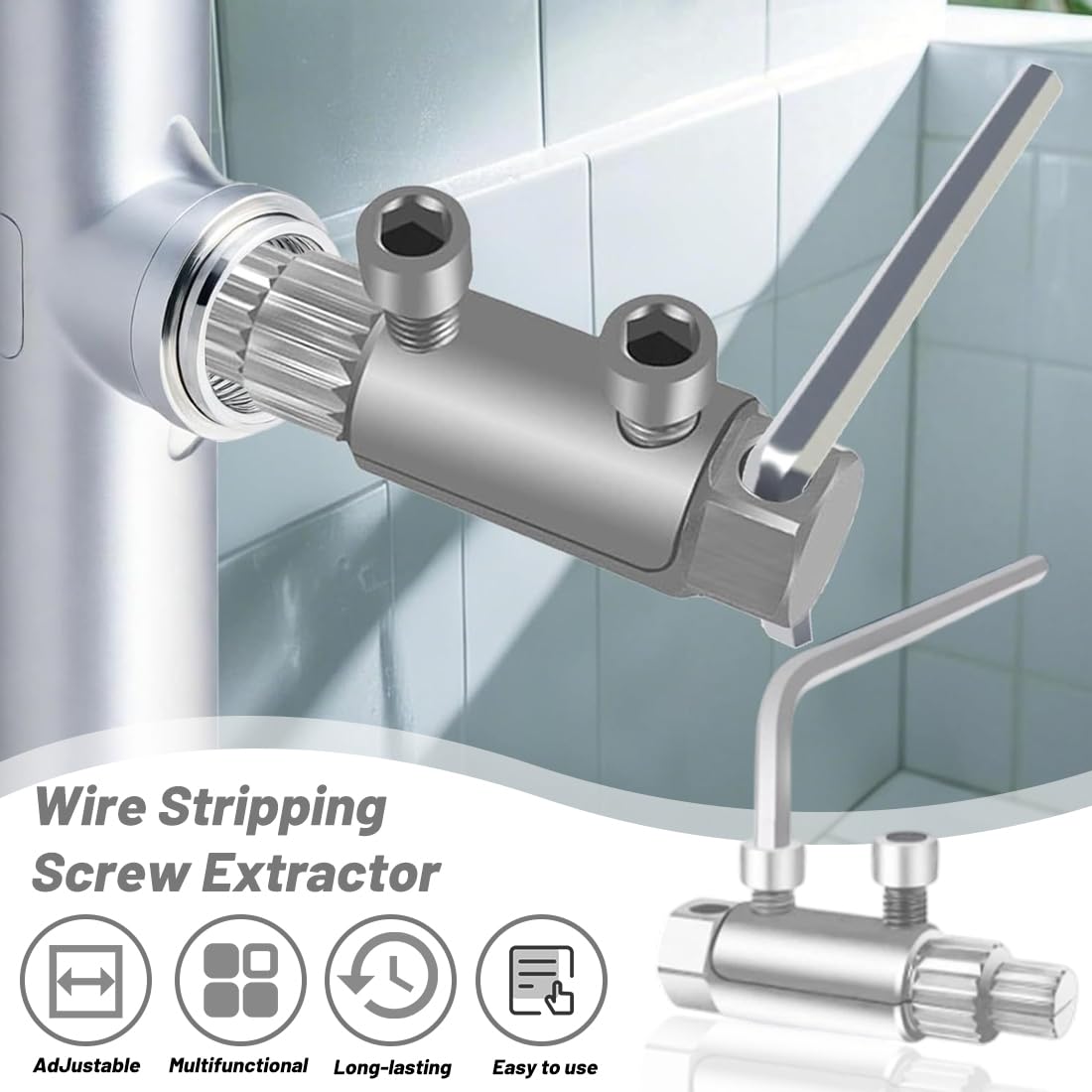 EIHI 1 Set Estrattore per Tubi Rotti, Estrattore Viti Danneggiate, Set di Strumenti Rimozione Della Filettatura del Tubo Rubinetto Facile da Rimuovere con Chiave per Bulloni Nipplo Rubinetti Rotti