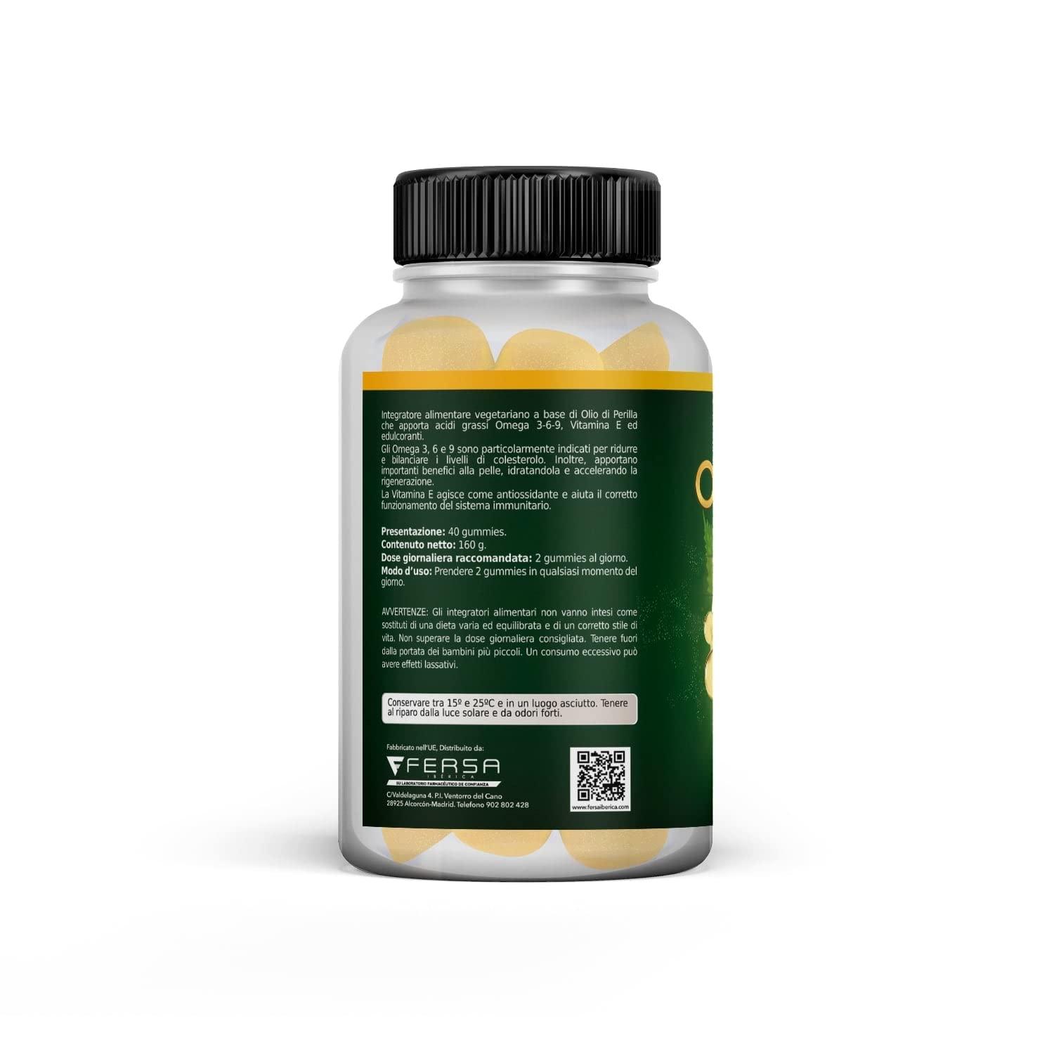 Healthy Fusion Omega Plus | Olio di Perilla + Vitamina E + Acidi grassi Omega 3-6-9 | Prodotto adatto per vegetariani | Massima qualità di Omega disponibile | 40 gummies al gusto di anguria