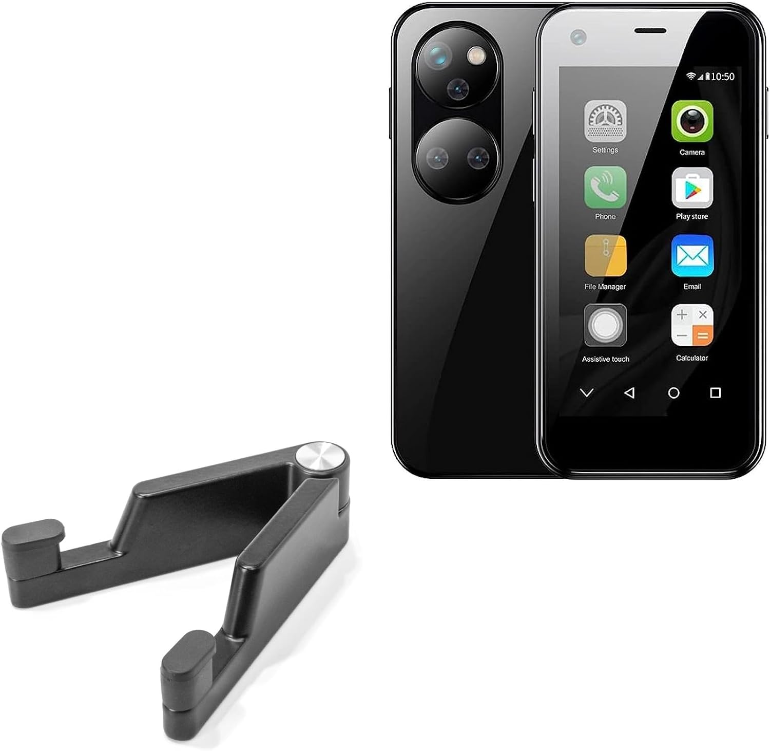 BoxWave Stand and Mount Compatible with Sudroid Mini Premium Child Phone - Desktop Aluminum SoloStand, Adjustable Hands-Free Portable with Rubber Feet - Jet Black
