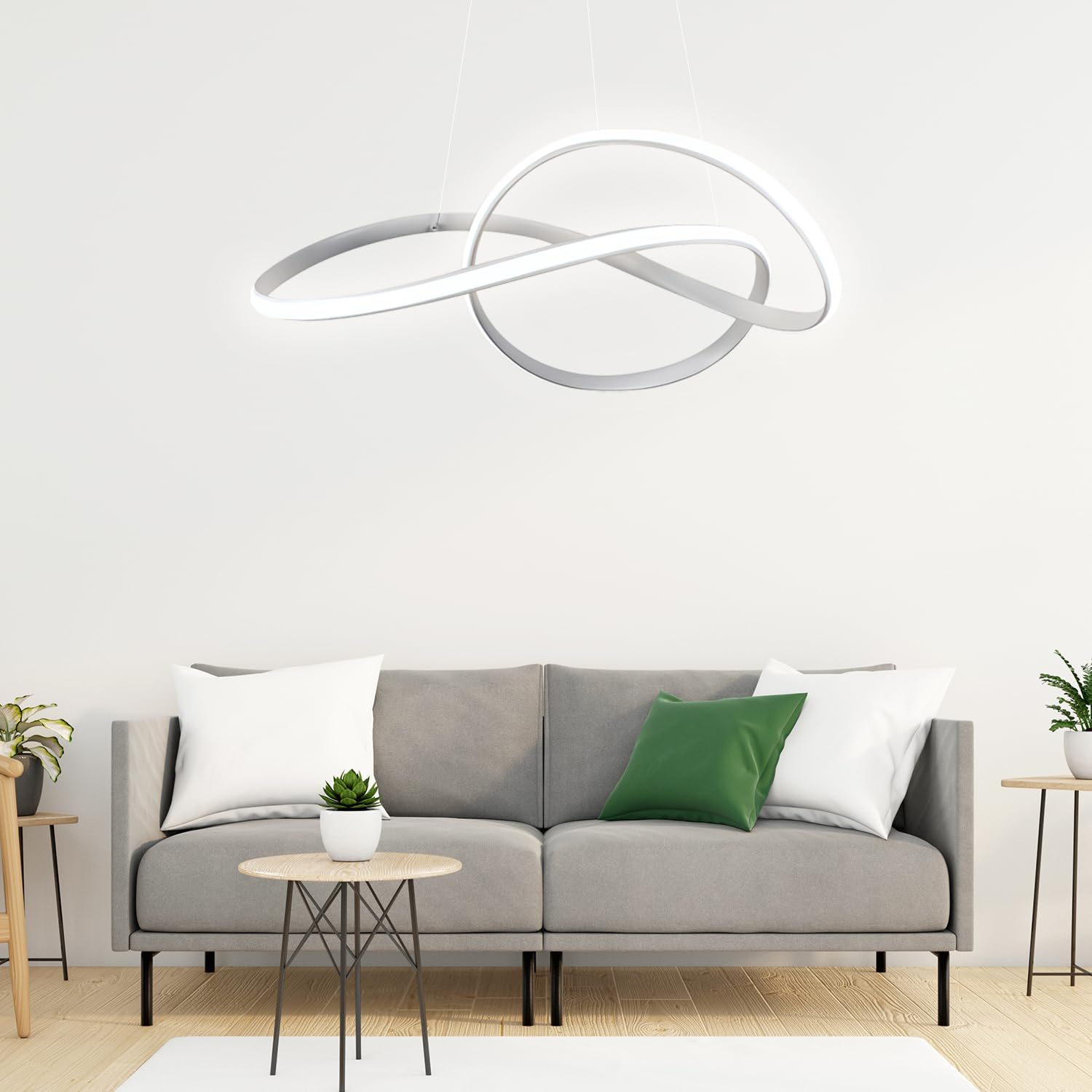 Arcadia Lampadario Led Soffitto a Sospensione Moderno con Luce Calda e Fredda Dimmerabile, Telecomando e App per Cellulare - Lampadario Camera da Letto, Soggiorno, Cucina e Cameretta - 3500 LM 50 Cm