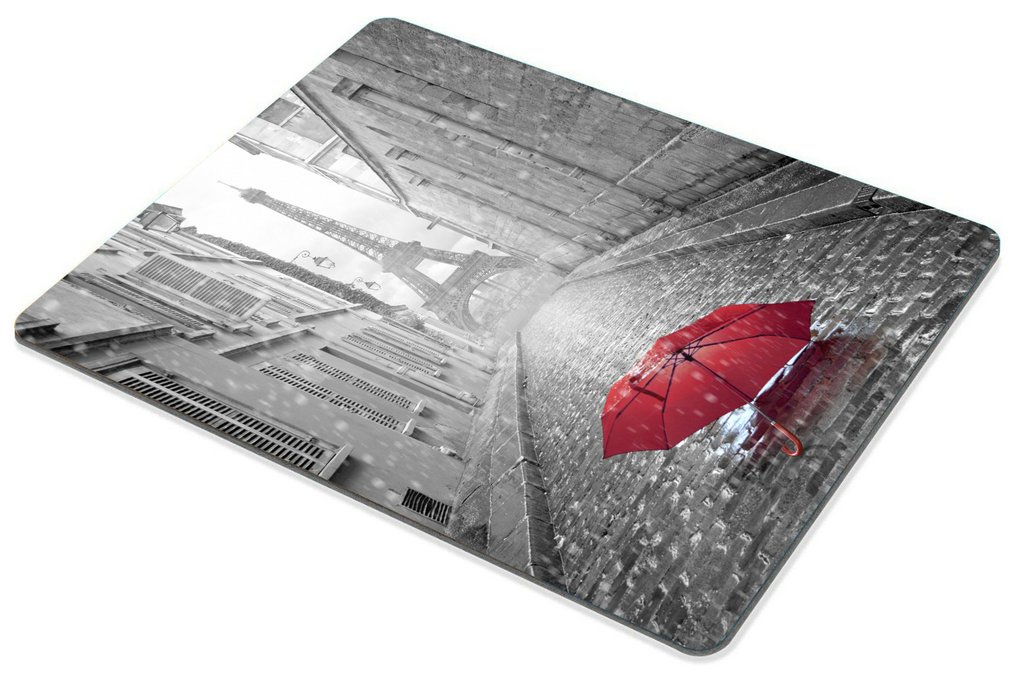 Tapis De Souris Smooffly Paris – Tour Eiffel Et Parapluie Rouge – 24 X 19 Cm – Antidérapant