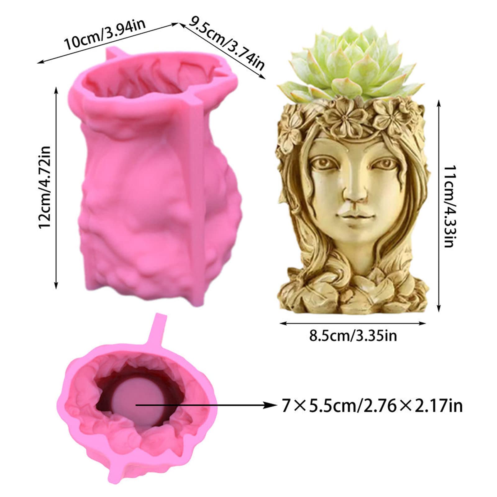 Goddess Flower Pot Silicone Mold Concrete Succulent Planter Vase Cement Clay Mold Plaster Epoxy Resin Cement Clay Mould