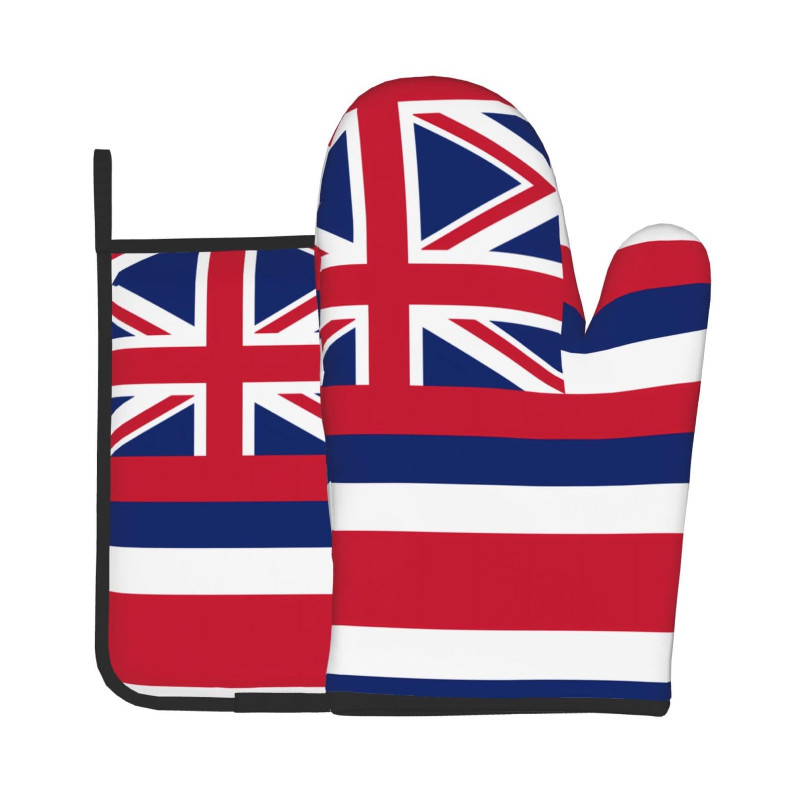 Oven Mitts and Potholders Set of 2 for Kitchen Baking Cooking GrayHawaii Flag Thick and Durable