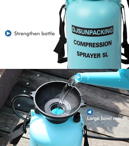 Djsunpacking Portable Pump Pressure Garden Sprayer With Pressure Relief Valve And Adjustable Shoulder Strap In Lawn, Yard, Weed(1.3 Gallon, Blue) #TOP3