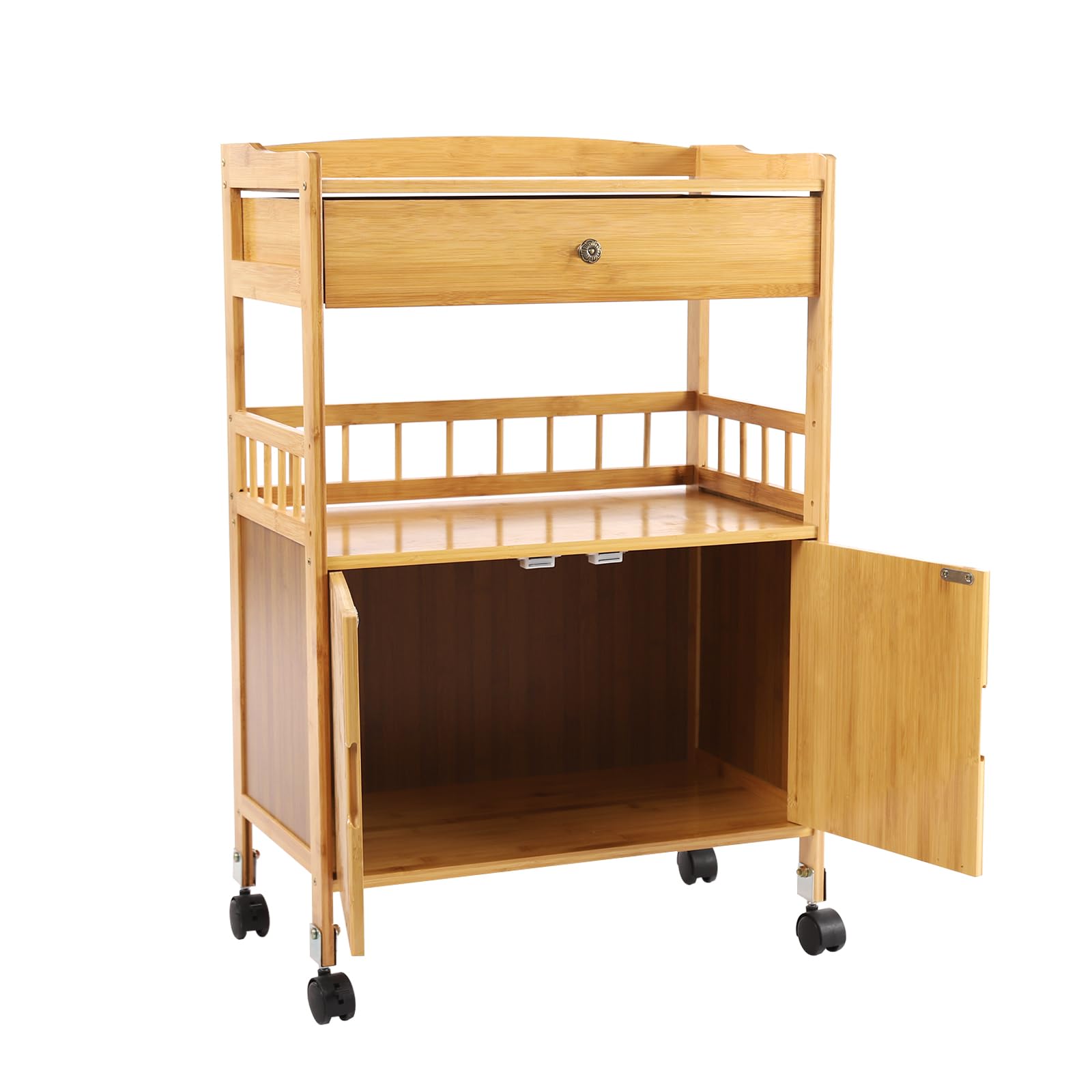 Aufbewahrungs Wagen, Bambus Schubladenschrank mit Magnettren, Rollwagen  mit Rdern und Schubladen, fr Kche, Esszimmer, Wohnzimmer, Arbeitszimmer  und Schlafzimmer, 52 * 30 * 80 cm : Amazon.de: Kche, Haushalt & Wohnen