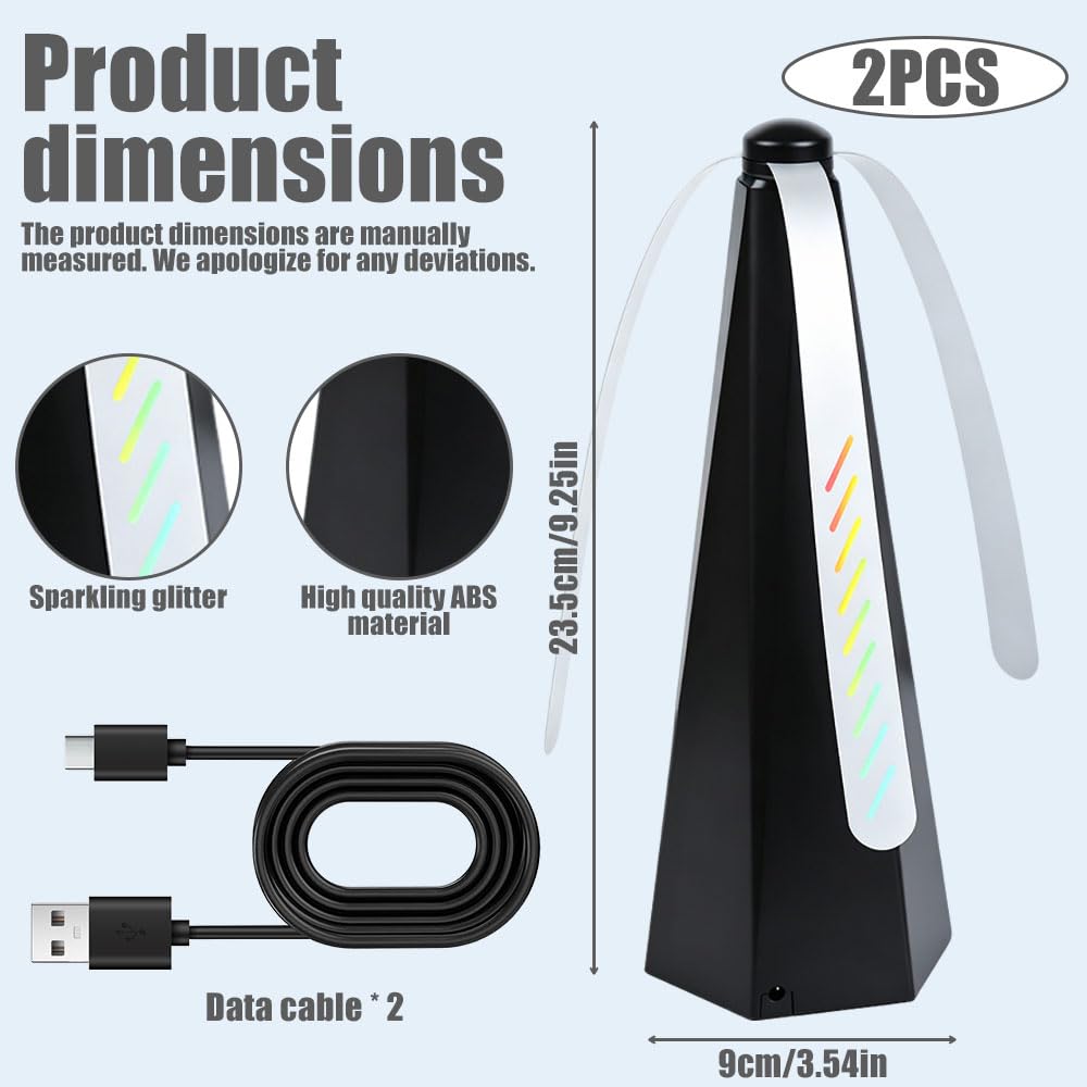 2 sztuki owadów USB, do zawieszenia, na stół, przenośny, elektryczny wentylator odstraszający muchy, na kemping, taras i do restauracji (czarny)