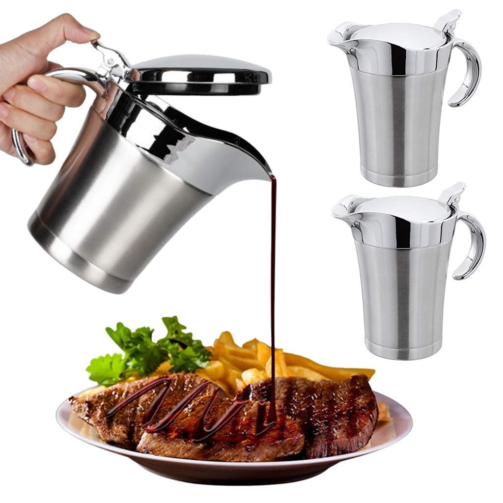 2 Stück 750ml Edelstahl Isolierter Sauciere Saucenbecher Sauce Schüssel mit Deckel