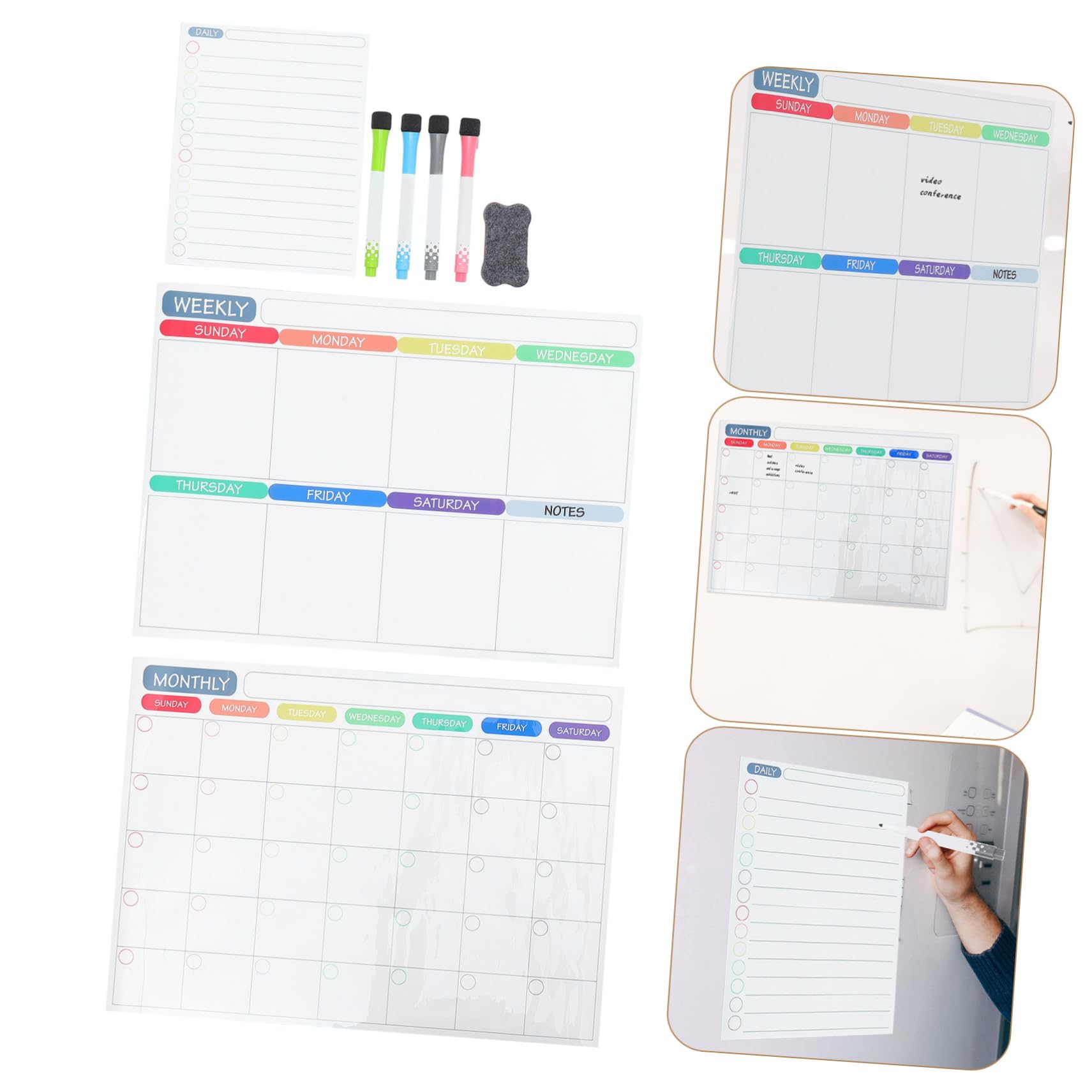 Lurrose 2sets Lavagne Magnetiche Per Pianificazione Settimanale e Mensile Lavagna Cancellabile Per Frigorifero Mensile Planner Settimanale Organizza Attività