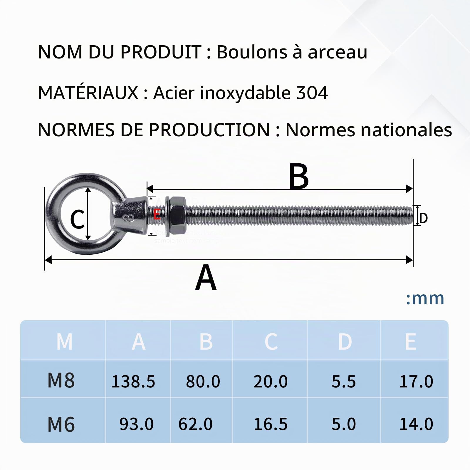 EFUTURETIME 12 x Boulons à Anneau M8 x 80 mm, Boulon à œil en Acier Inoxydable 304, Piton à Visser avec Filetage Métrique