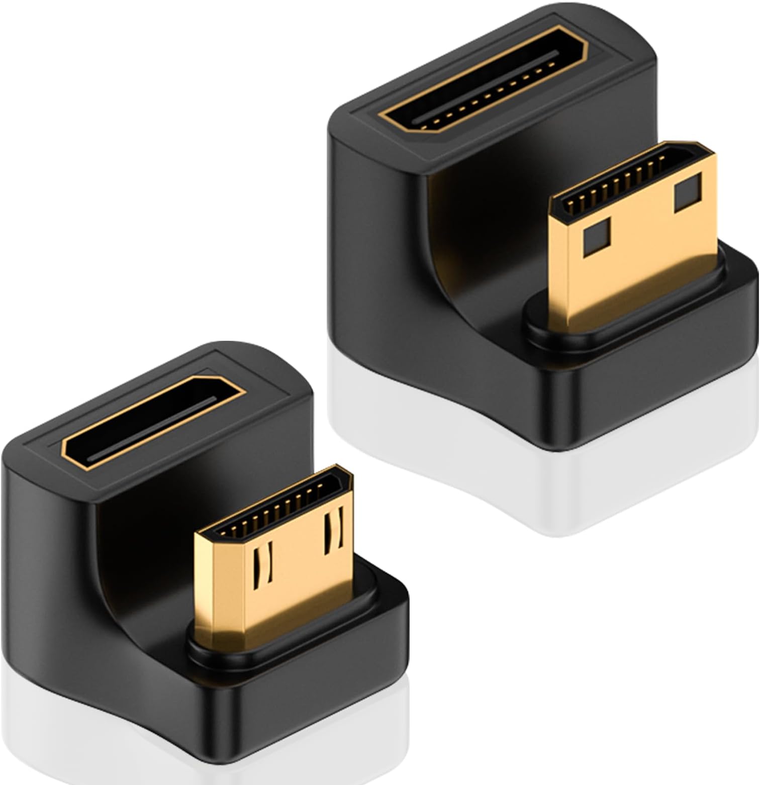 Poyiccot 180 Degree Mini HDMI Adapter 8K, 2-Pack U Shape Mini HDMI Male to Female Up Down Angle Extension Extender Adapter, LED Light, for PC Camcorder Tablet