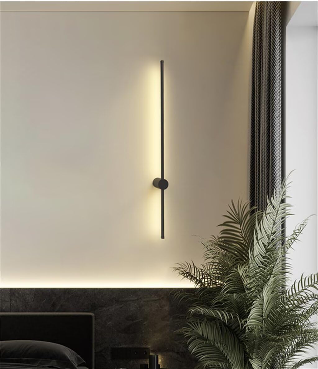 DESHOME Lineare Wandleuchte 120cm Lang Indirekte Wandbeleuchtung Innen Schwarz LED Modern Dimmbar Wandlampe Wohnzimmer 360° Drehbare Flurlampe für Schlafzimmer Bett Flur Treppenhaus