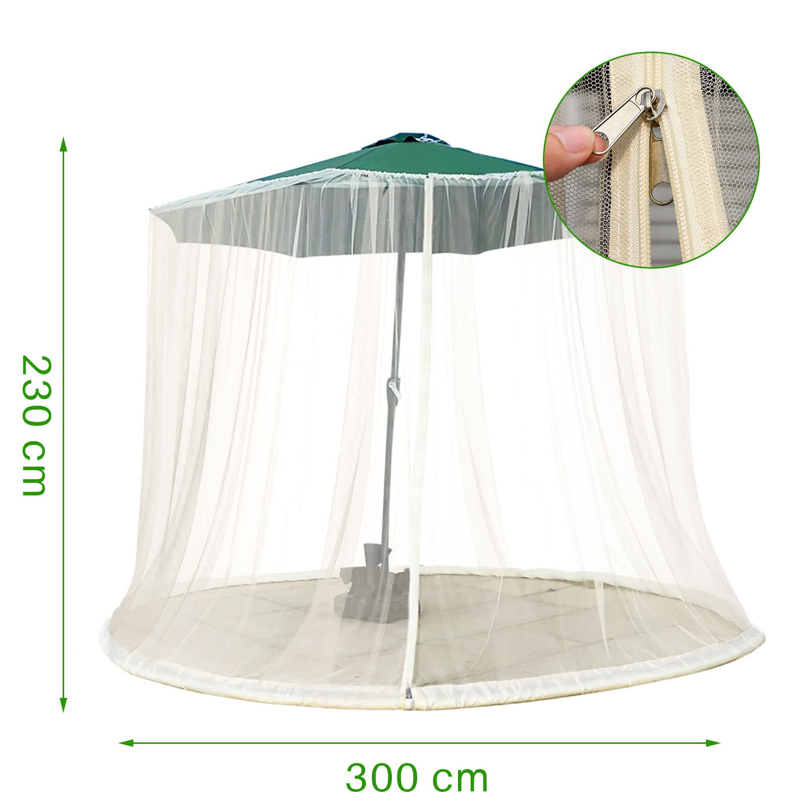 Universeller Terrassenschirm, Moskitonetz, Adjuble ered Bug mit Dstring, perfekt für Outdoor-Regenschirme und Terrassentische (nur Netz)
