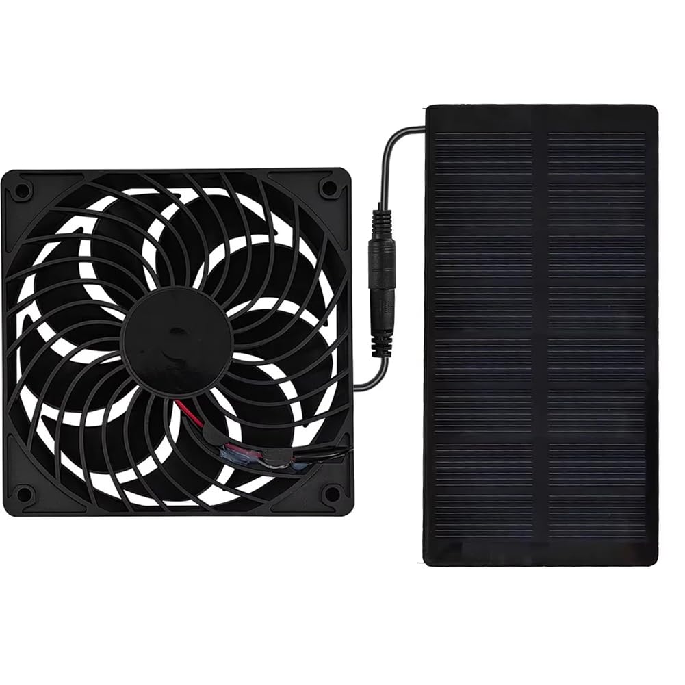 Jnchdghwa Solar Panel Powered 12V Exhaust Fan Mini Ventilator Air Extractor for Dog Chicken House RV Greenhouse