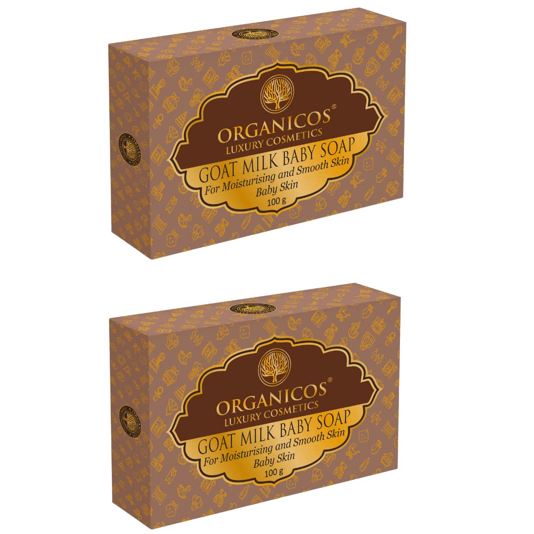 ORGANICOS Ayurvedic Got Milk Baby Soap | Nourishes, Moisturising & Smooth Baby Skin | Enriched with Goat Milk | Baby Bathing Bar | for Daily Use | Chemical Free | Combo Pack of 4 (100g X 4)