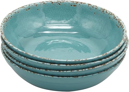 Miniatura 2 de Gourmet Art Crackle - Cuencos de melamina para ensalada y pasta, 8.1 pulgadas, color aguamarina, 32 onzas, juego de 4
