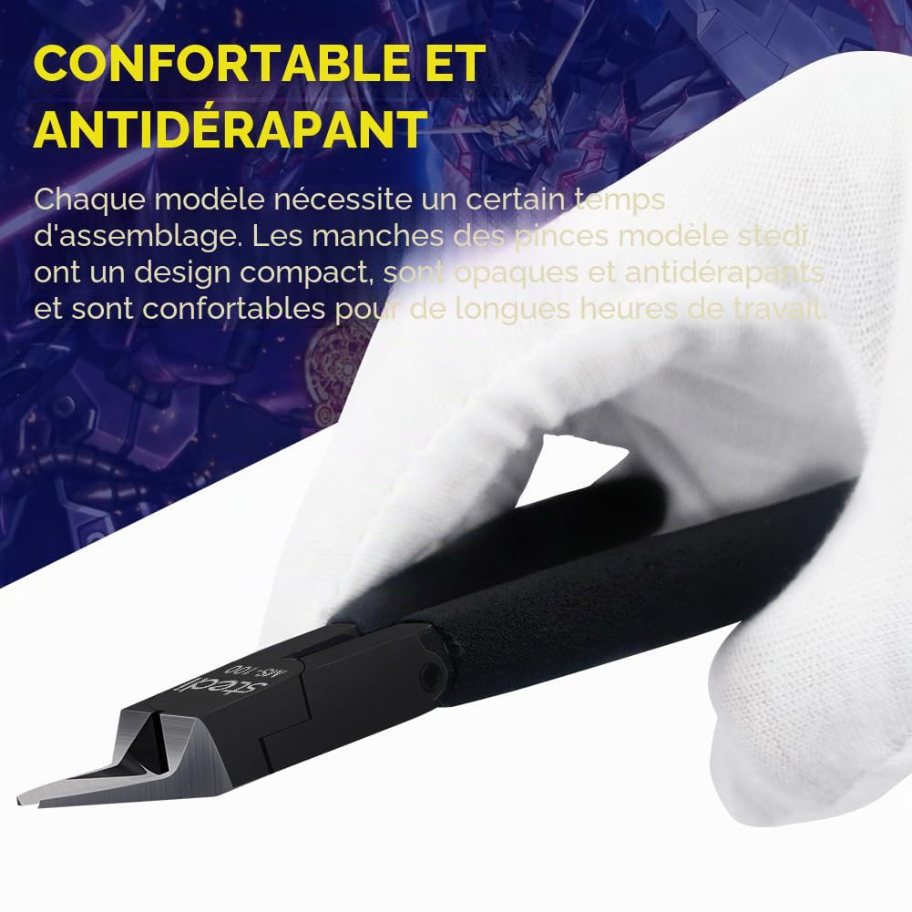 stedi Pince de modélisme, avec lame fine tranchante et étui de lame en plastique, coupe-sprue pour réparation et fixation de bâtiments Gundam, 11,9 cm, noir