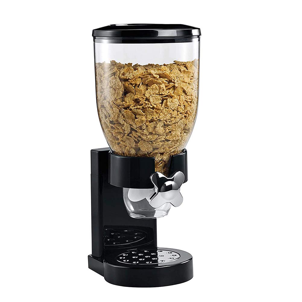Dispenser Singolo Per Cereali, Contenitore Per Alimenti Secchi Con Design Facile Da Pulire, Adatto Per Cereali Farina D'avena Caramelle Noci Pasta Di Riso Alimenti Per Animali (Nera)