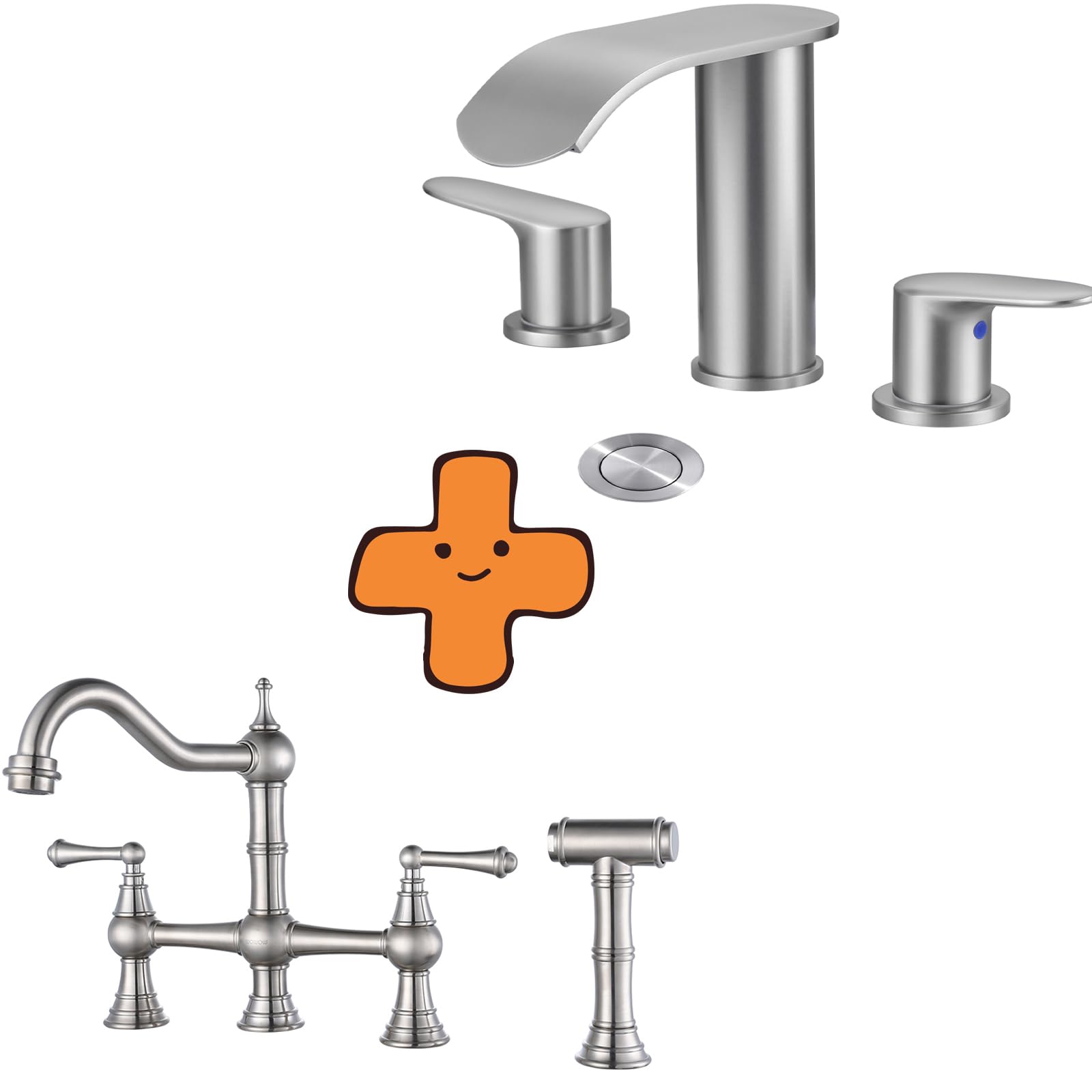 Jnfidosr Red/Blue Bridge Kitchen Faucet And Widespread Bathroom Faucet