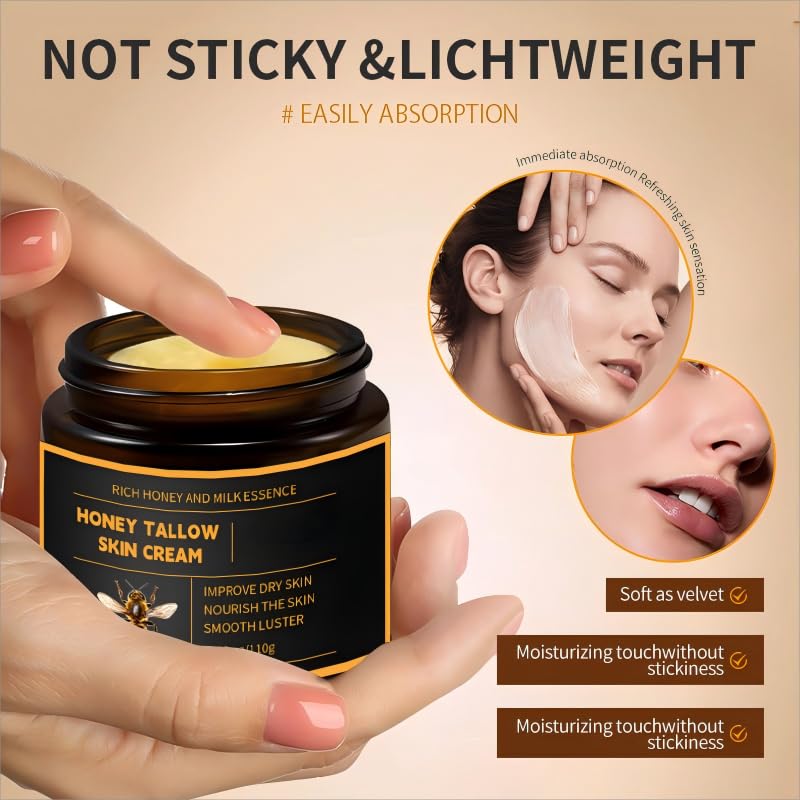 Miniatura 2 de Marroomi - Bálsamo de miel de sebo 100% orgánico con miel cruda y cera de abeja, crema hidratante facial de ternera batida y bálsamo para la cara