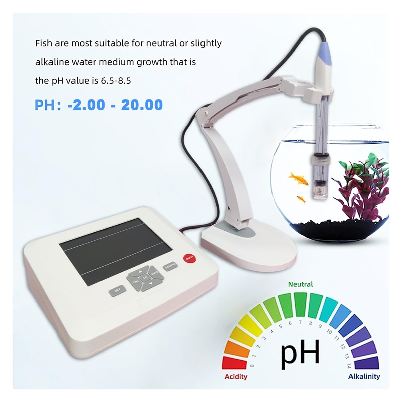 Misuratore di qualità Del'acqua da Laboratorio Digitale 8 in 1 PH/ORP/TDS/EC/Temp/Sal/RES/DO Ad Alta Precisione Tavolo Rilevamento Rapido E Preciso