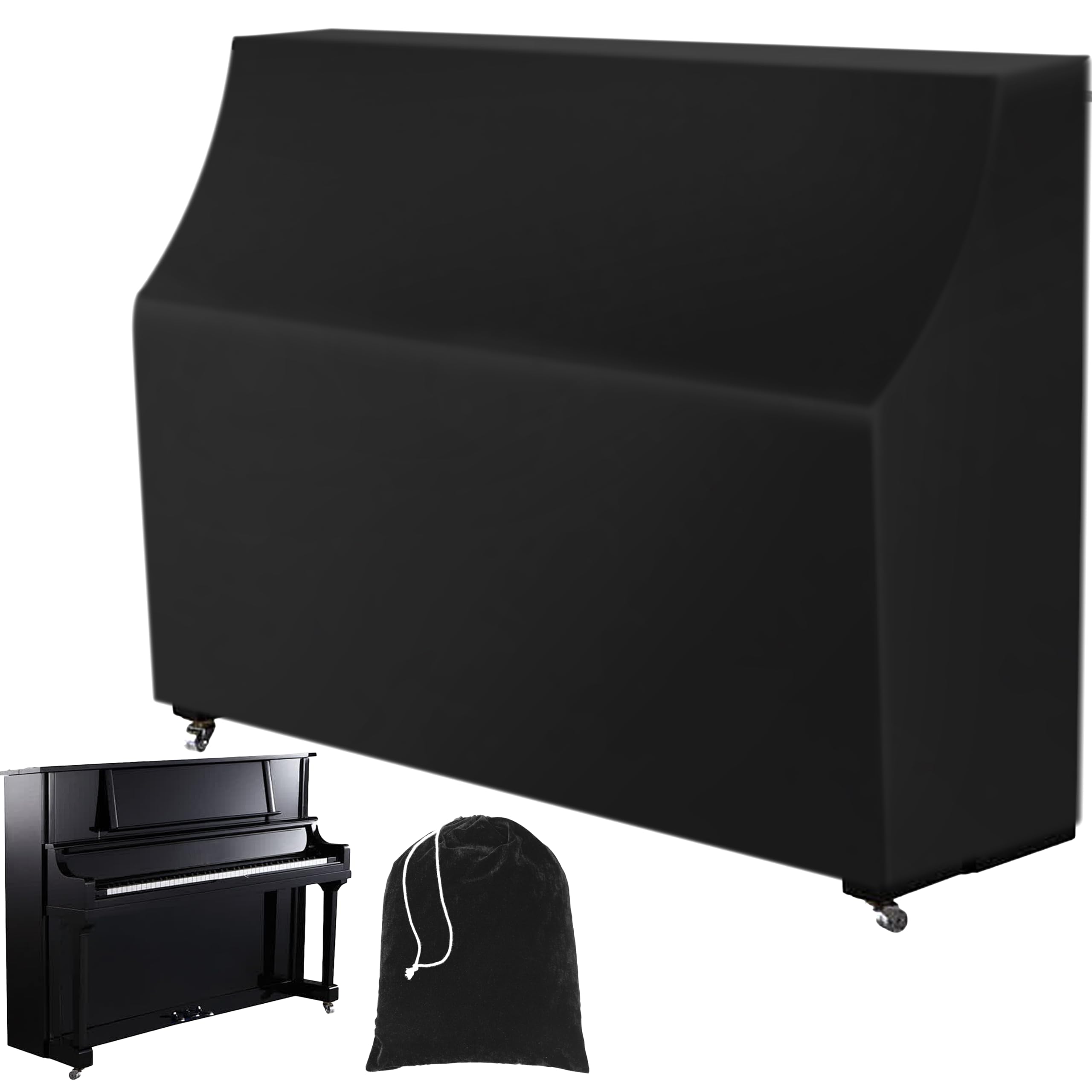 Upright Piano Keyboard Dust Cover, Stretchy Music Dirt Proof Keyboard Cover With Durable Elastic &amp; Cord Lock Must Have Piano Accessories