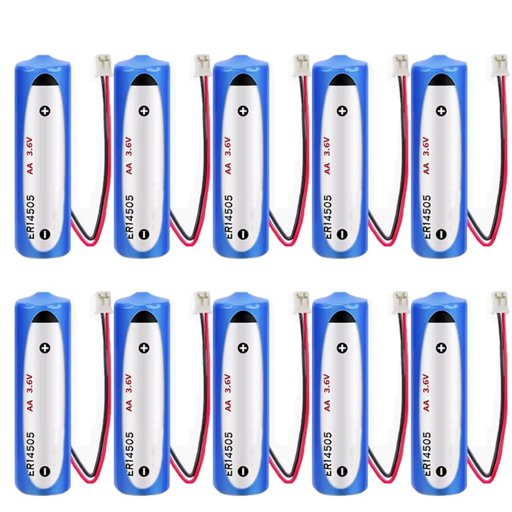 LOULOUQING 10pcs ER14505 3.6V 2700mAh AA Size Lithium Battery Non-Rechargeable with 2.0 Connector