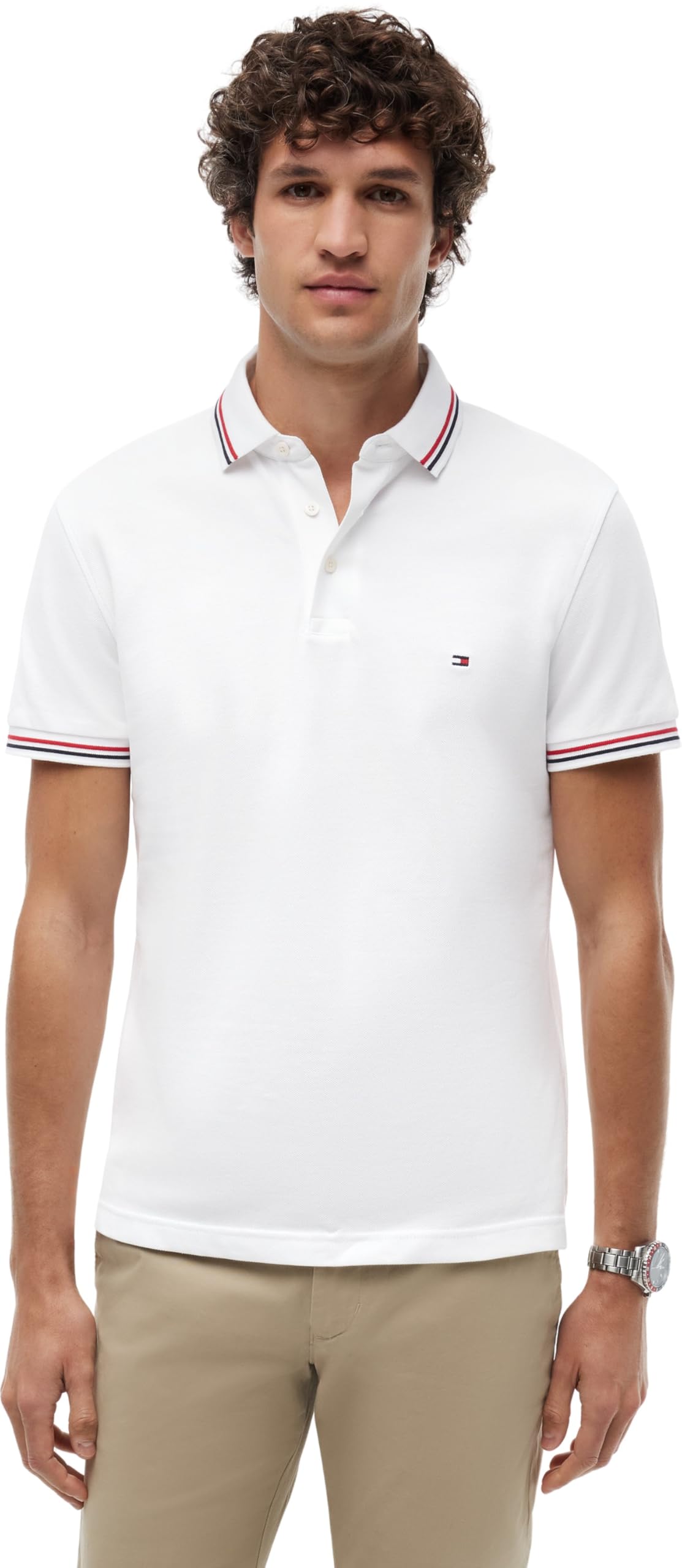 Tommy Hilfiger Herren Poloshirt Kurzarm Slim Fit mit Kontrast-Details