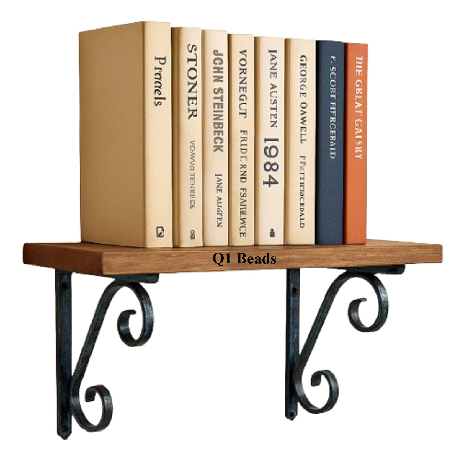 Q1 Beads 2 Pcs 6" inch Metal Heavy Duty L Shaped Right Angle Bracket/L Clamp for Wall Shelf,Rack (6x5 Inches, Black)