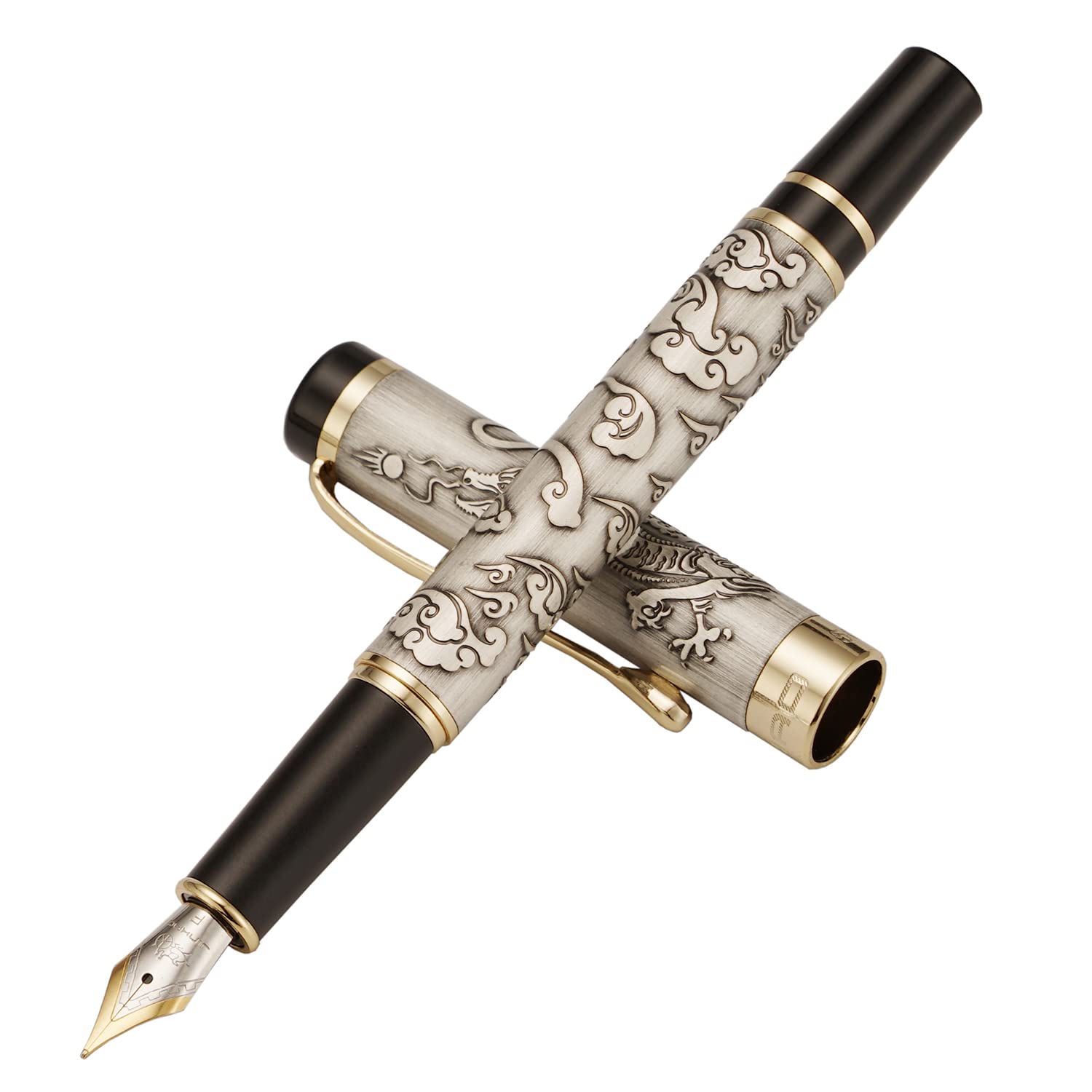 Jinhao 5000 Stylo plume vintage en métal Motif dragon